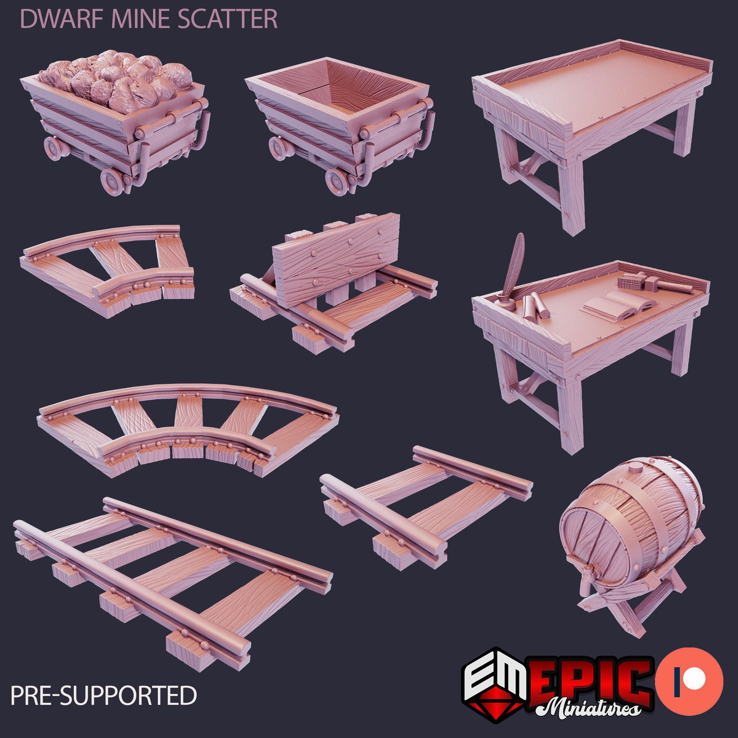 Dwarf Mine Cart & Tracks Pack