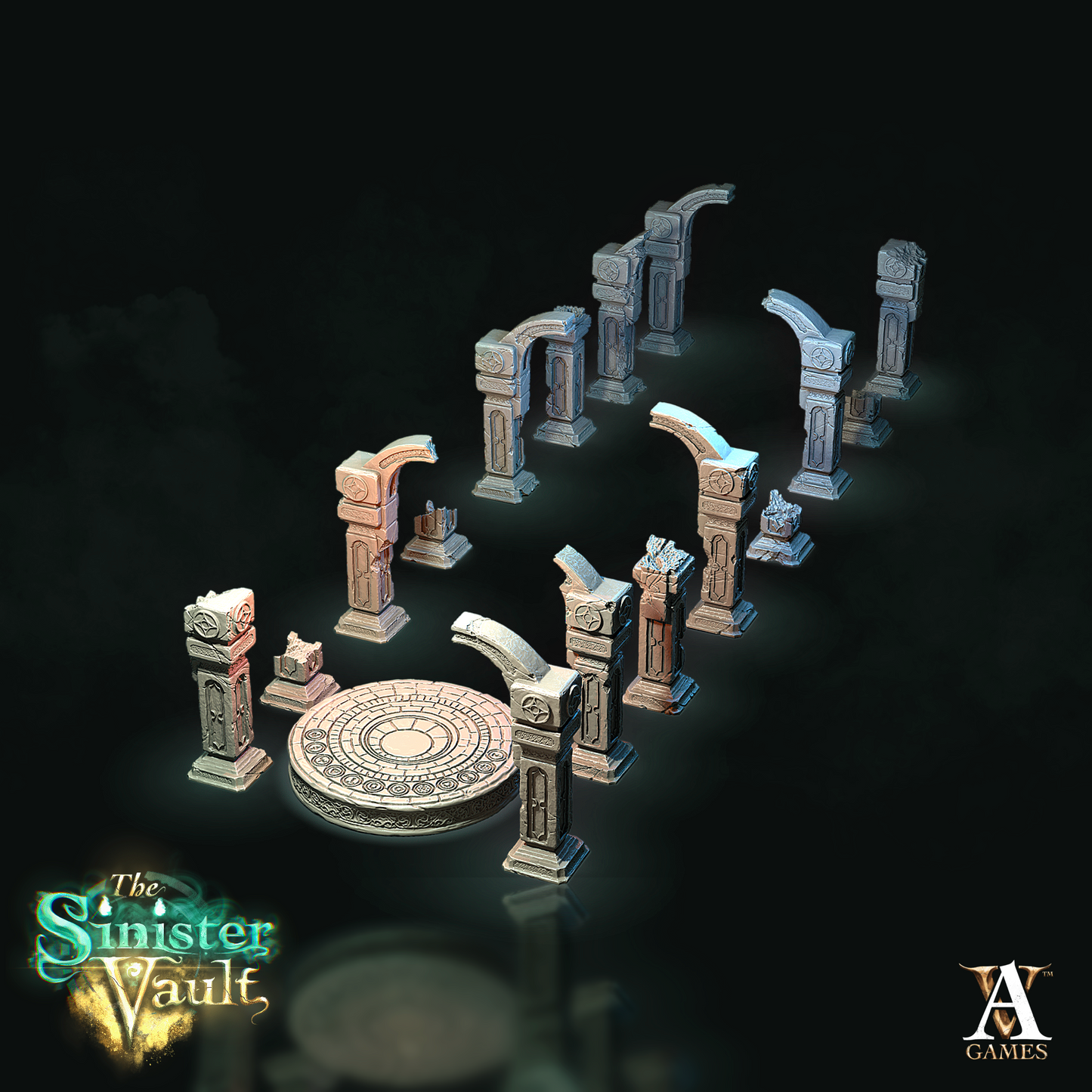 2x Ruins Pillars & Stone Portal Pack