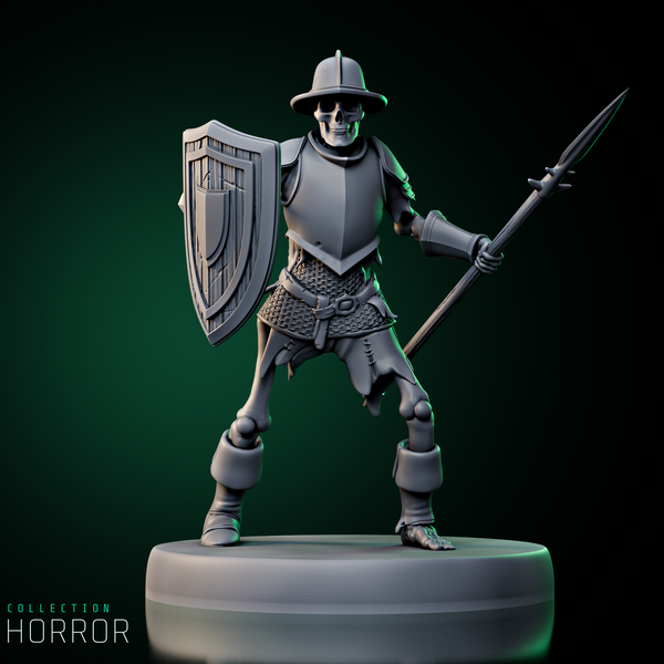 Skeleton Army Spearman w/ Shield