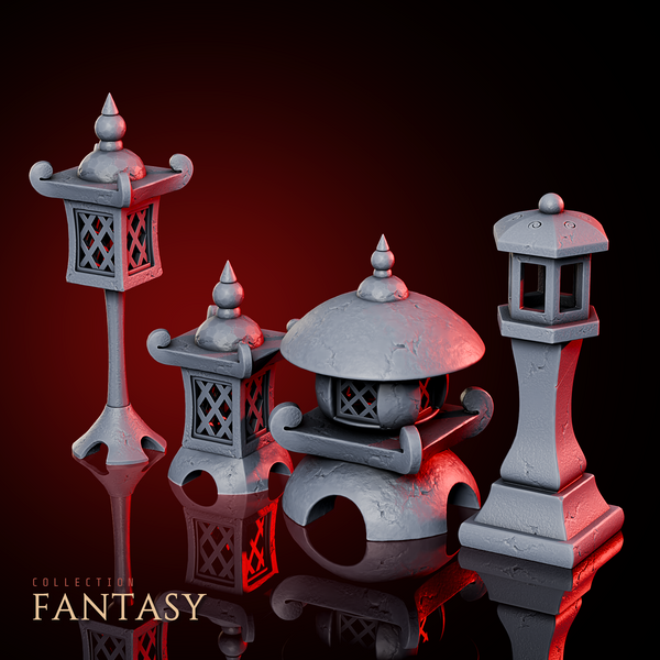 Eastern Temple Stone Lamps 1 Pack