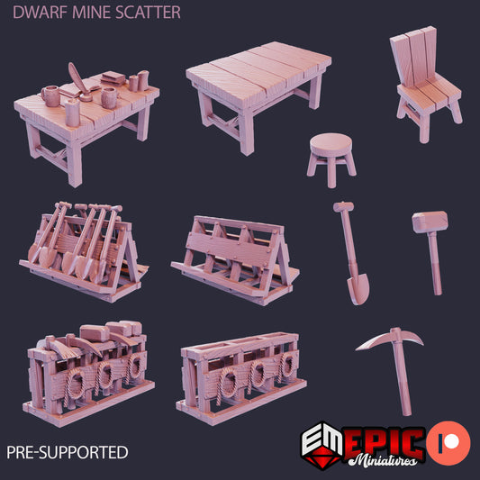 Dwarf Mine Tables, Chairs & Tools Pack
