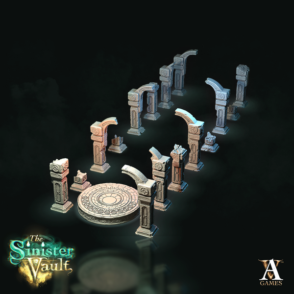 2x Ruins Pillars & Stone Portal Pack